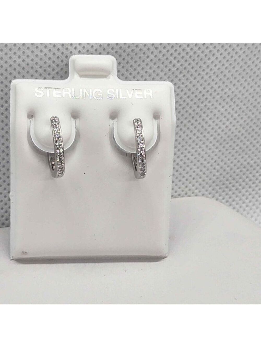 Brand New  Sterling Silver 925 cz stones huggie Earrings - Picture 4 of 4